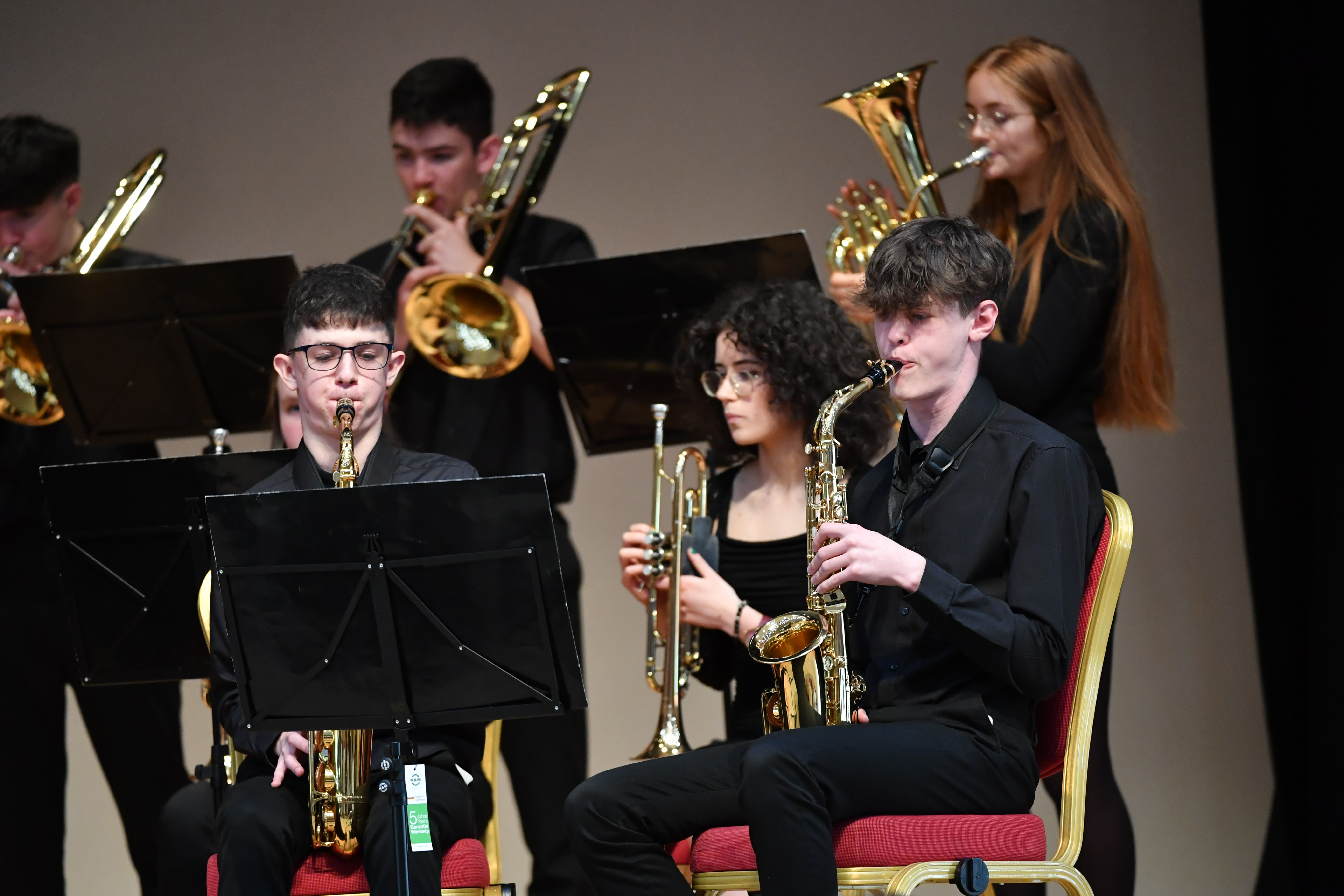 Big Band brass section in concert