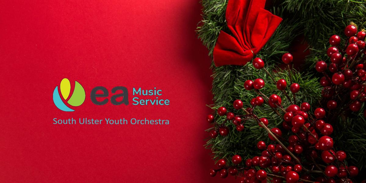Christmas berries on wreath and Education authority logo