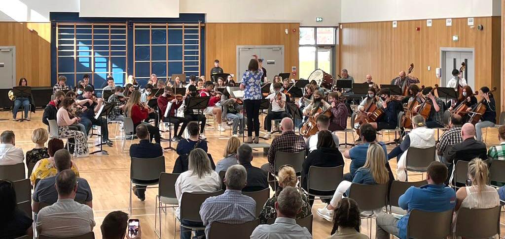 Senior youth orchestra performing in Strabane Academy
