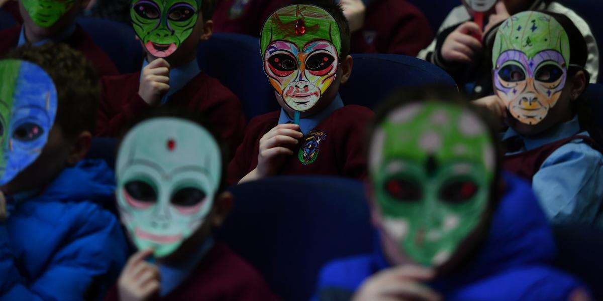 Alien masks as part of interactive Springfest