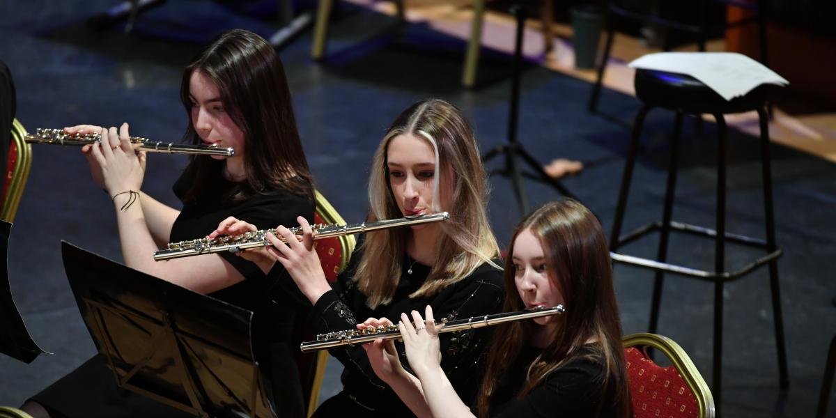 Flute section in youth orchestra