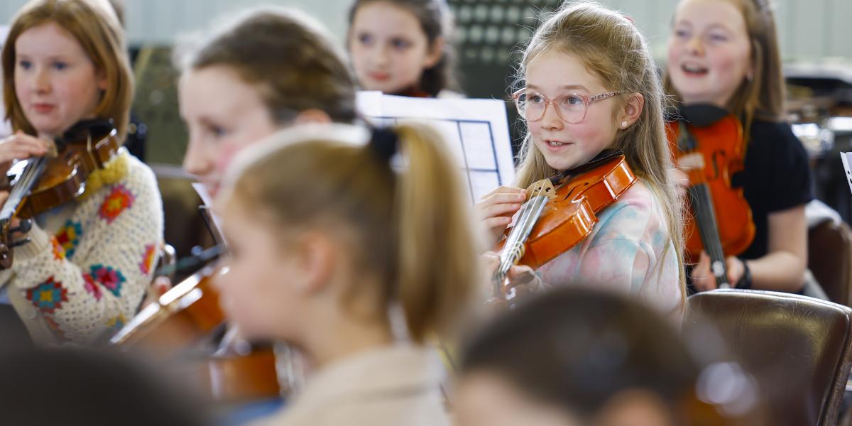 Young string orchestra members