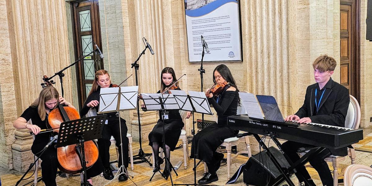 City of Belfast Youth Orchestra musicians playing at Stormont