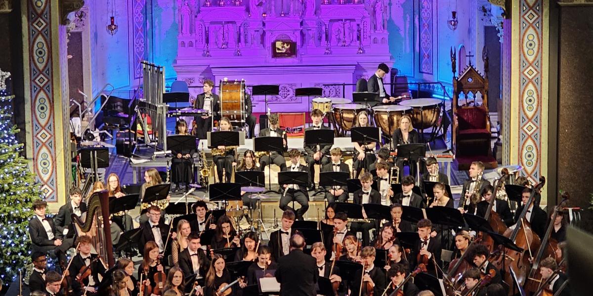 The City of Belfast Youth Orchestra performing in Holy Cross Church