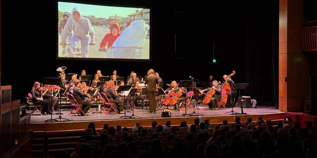 Western Region staff orchestra on stage in Millennium Forum at Sprinfgfest