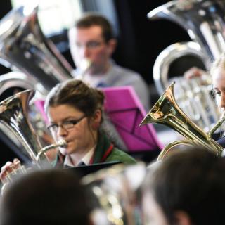 Students in band rehearsal