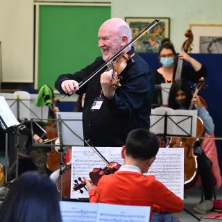 Violinist Francis Cummings performing at the Antrim Benedetti sessions