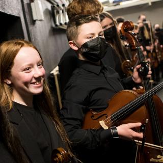 Young musicians ready to go on stage 