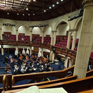 Music score in foreground at Ulster Orchestra Conducting workshop