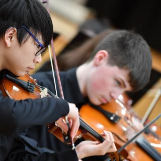 Youth orchestra violinists