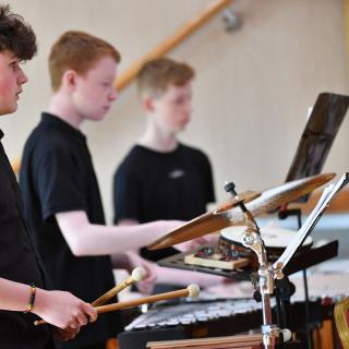 Percussion section in concert