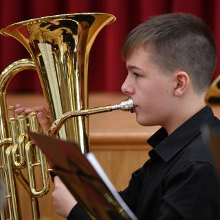 Baritone player in wind band