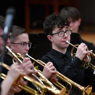 Trumpet section in concert