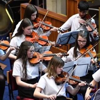 Youth orchestra string section