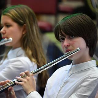 Flute players in concert