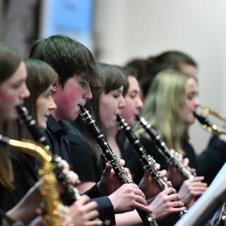 Woodwind players in concert band