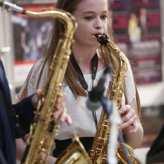 Saxophone players in gig
