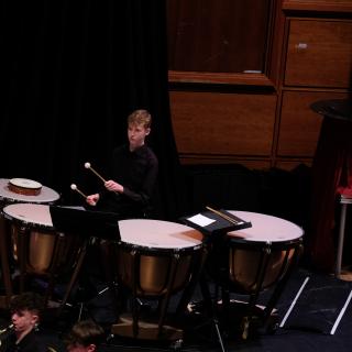 Timpanist in youth orchestra concert