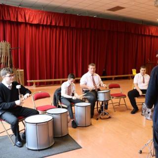 Pupils participating in percussion workshop