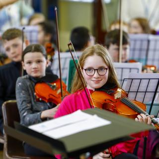 Young musicians enjoying The Benedetti Foundation Portadown Workshop