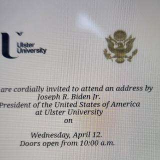 Copy of invitation for Education Authority musicians to visit of Joe Biden