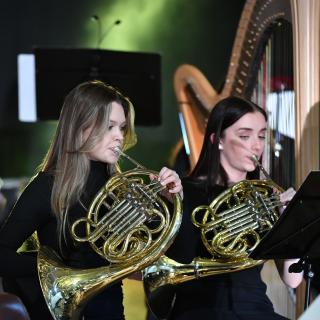 Youth orchestra French horn horn section