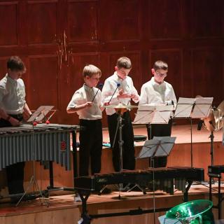 Young percussion players in Youth orchestra concert