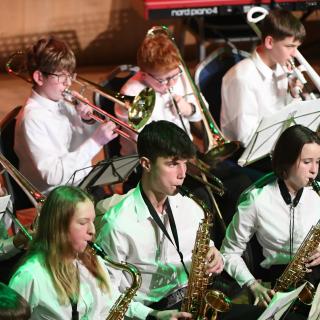 Young wind and brass players in Youth orchestra concert