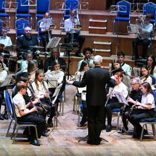 The Lisburn/Down concert band performing at the Ulster Hall.