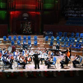 The Lisburn/Down string orchestra performing at the Ulster Hall.