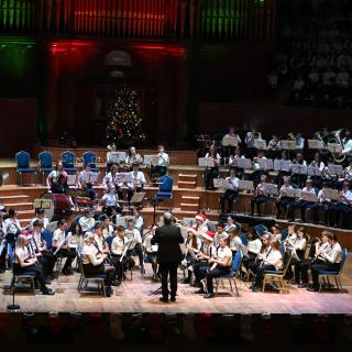 The North Down/Castlereagh concert band performing at the Ulster Hall.