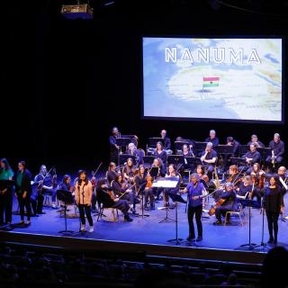 EA Music staff on stage during Springfest event