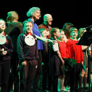 pupils performing on stage during Springfest