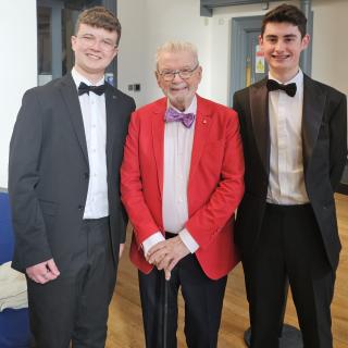 Sir James Galway with students from CBYO