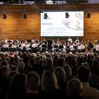 Young musicians performing in a concert