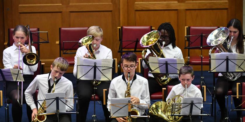 Wind band in concert