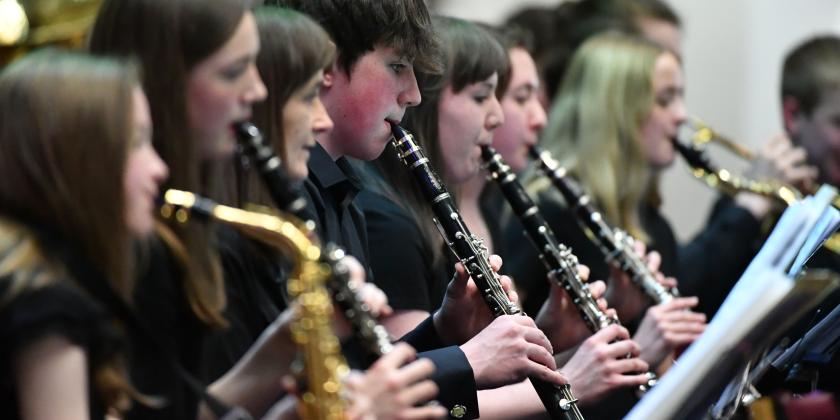 Woodwind players in concert band