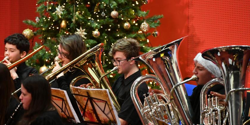 Youth orchestra tuba section