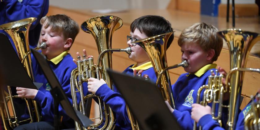 Primary school baritone section in concert